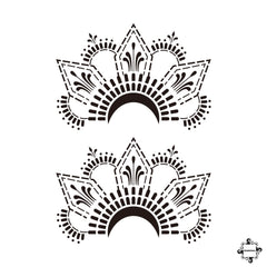 Knuckle Star - henna stencil design with curves and crystals