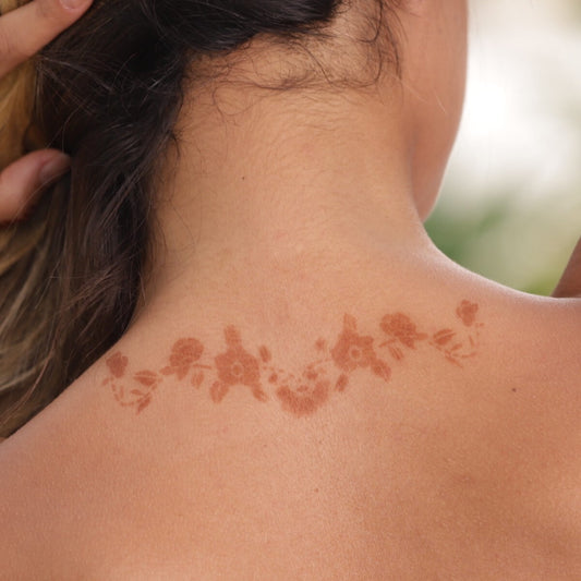 Azalea - floral henna tattoo on back