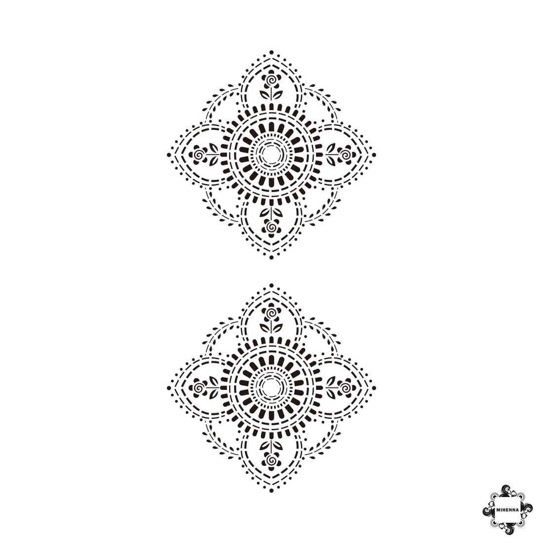 Mandala Henna Stencil with Floral Elements Now at Mihenna