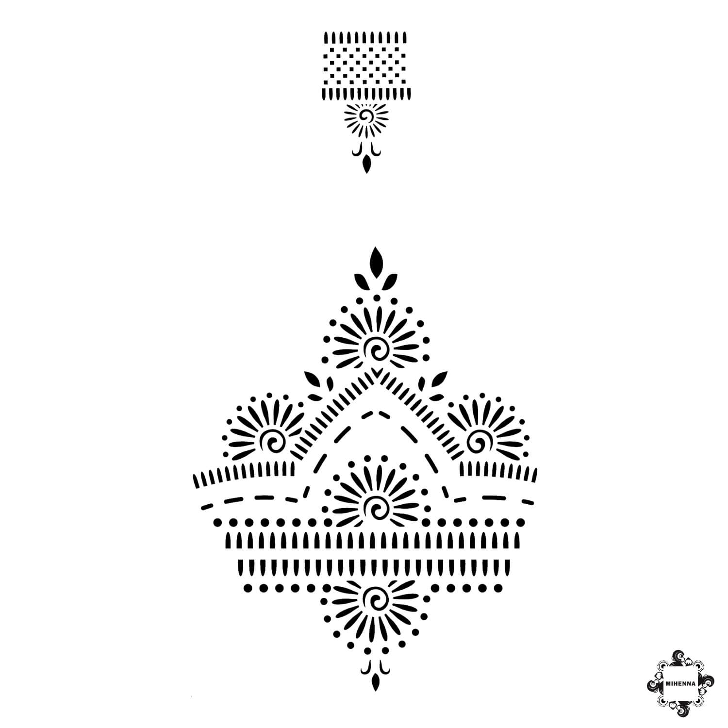 Dahlia - back of hand and ring henna design sticker stencils