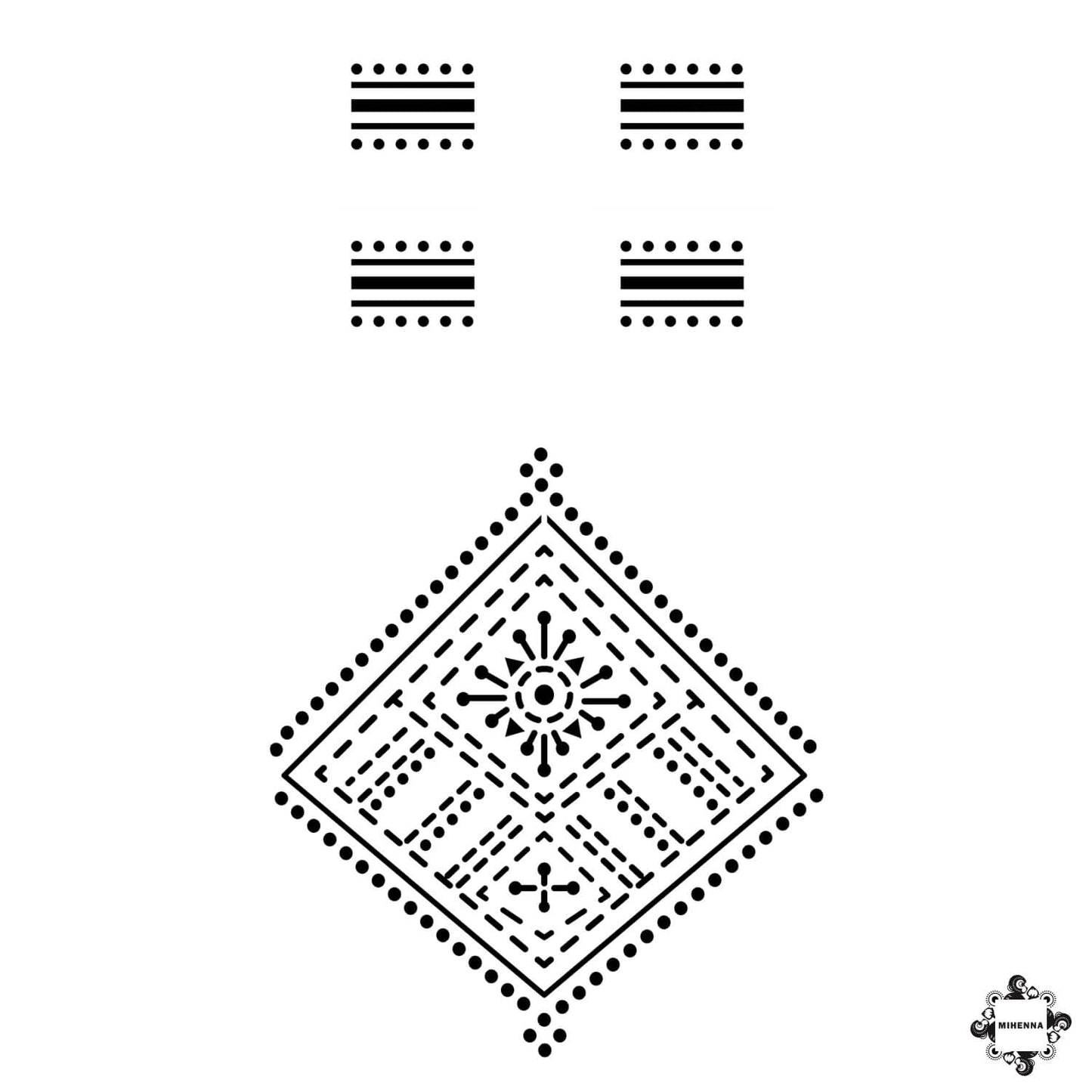 Fauzie - geometric henna design sticker stencil