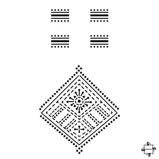 Fauzie - geometric henna design sticker stencil