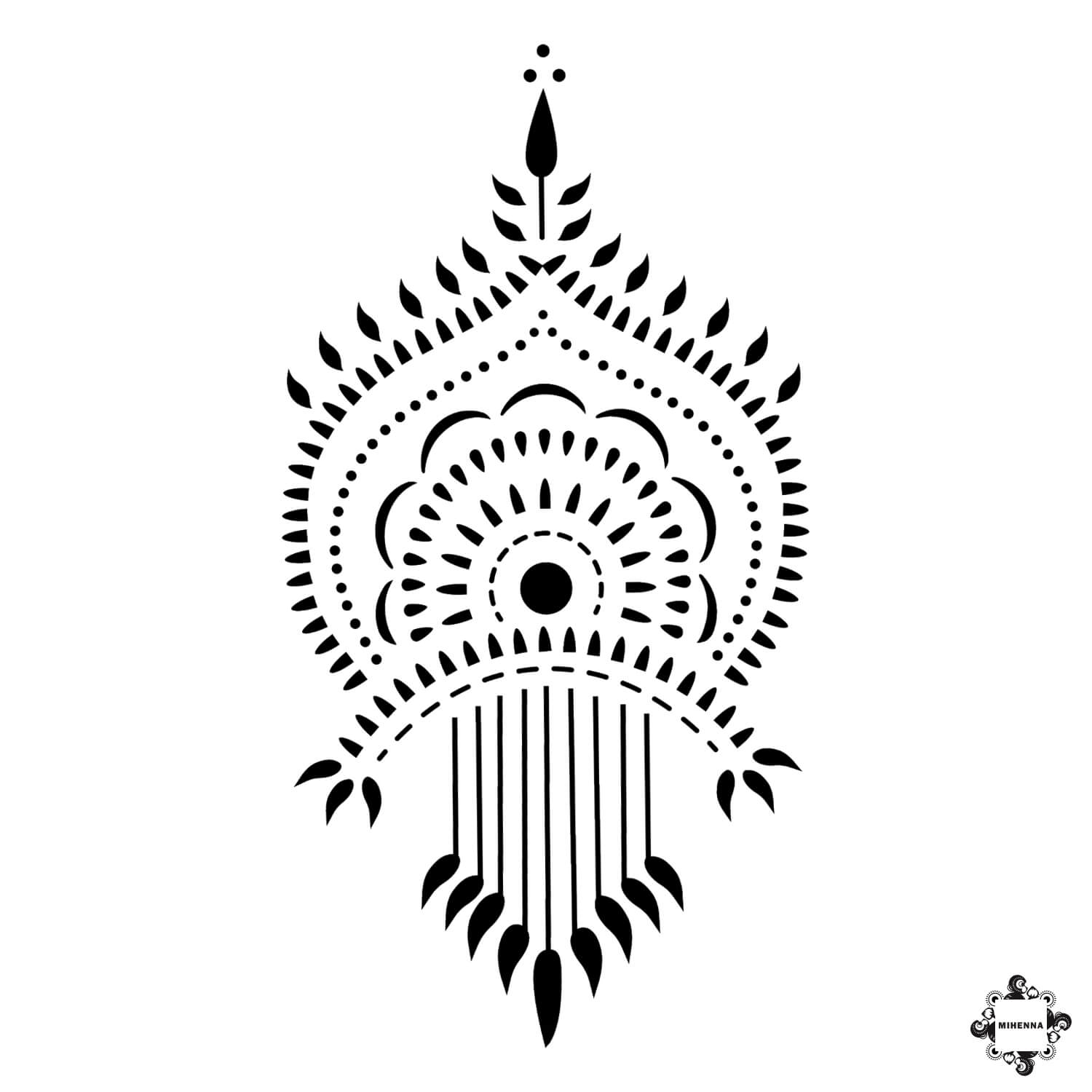 Fierce - elegant henna design sticker stencil