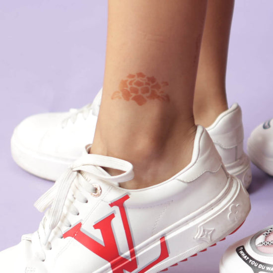 Flora Henna Stencil - flower henna design on ankle