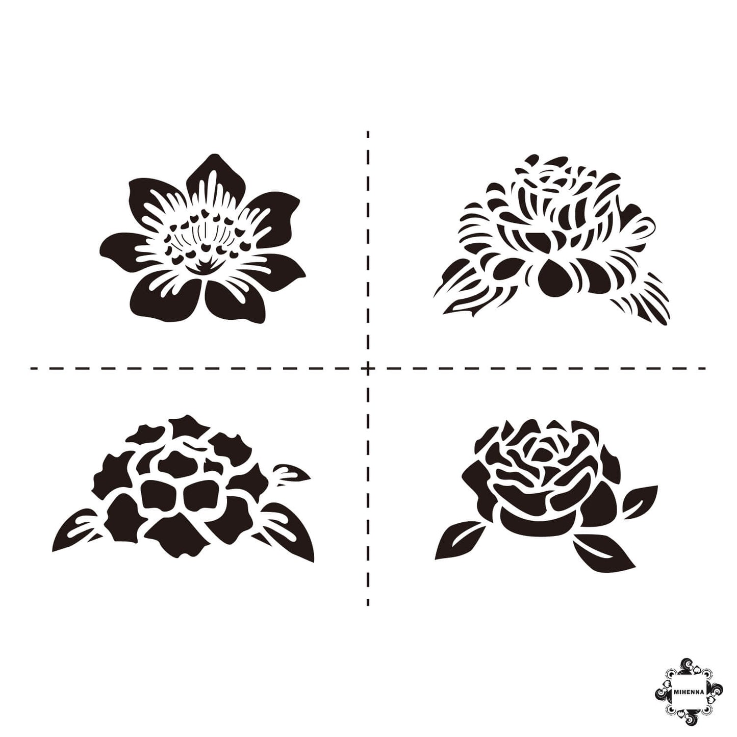 Flora Henna Stencil - 4 flower henna designs