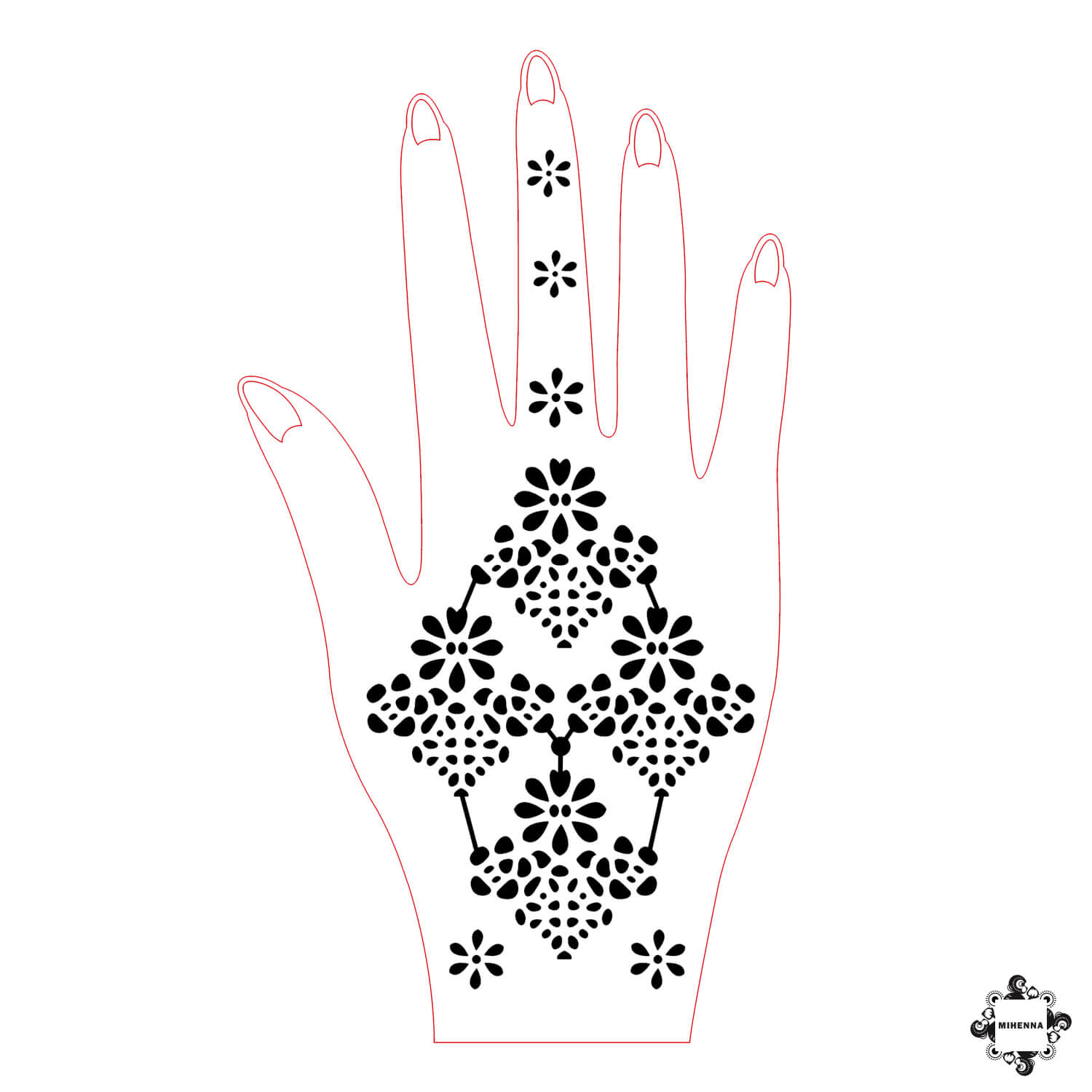 Flower Power - floral henna design sticker stencil