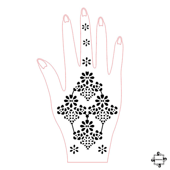 Flower Power - floral henna design sticker stencil