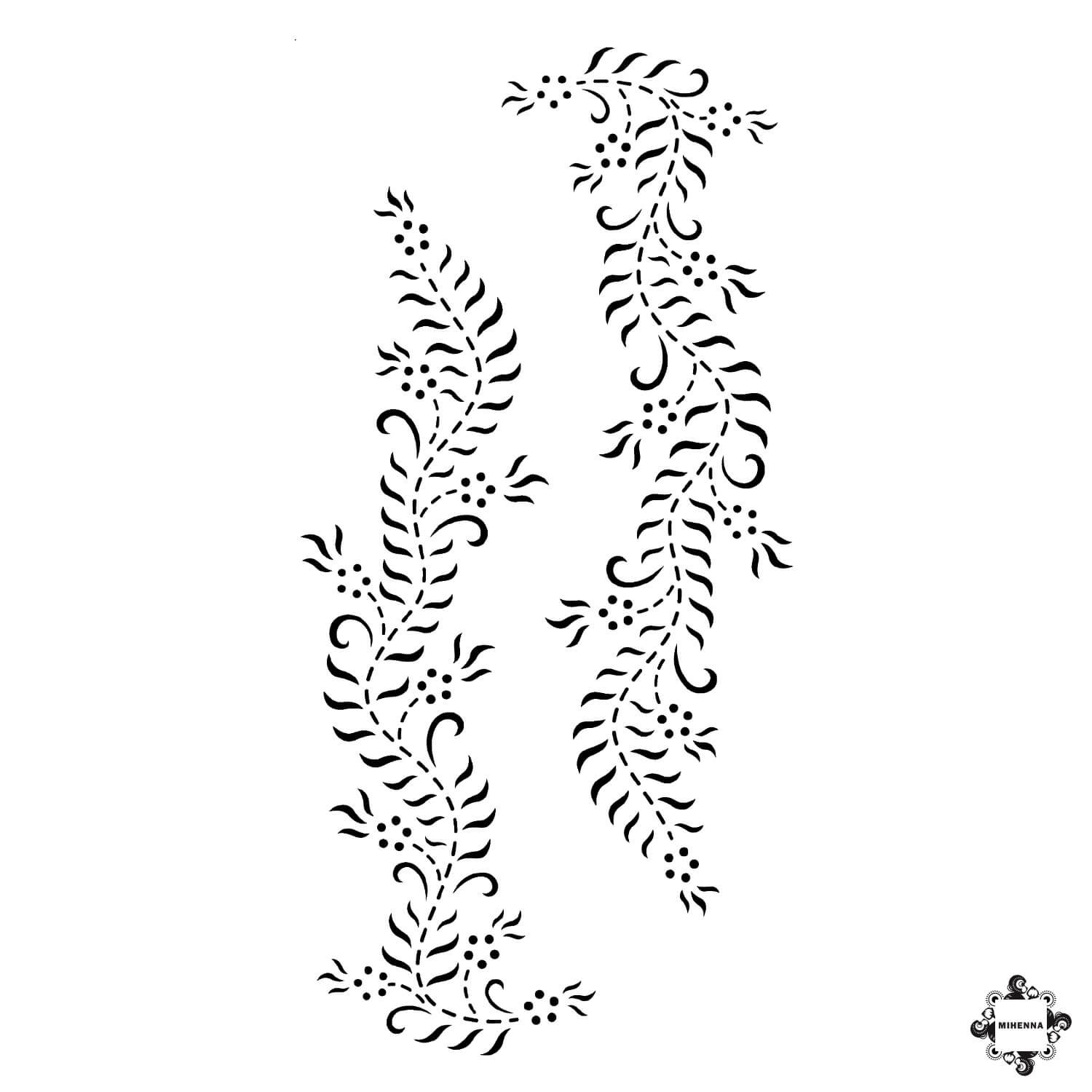 Two Ivy Floral Henna Design Stencils