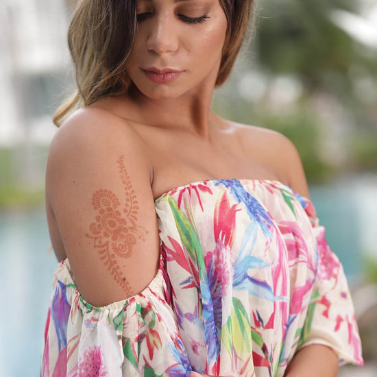 Phoenix - woman with shoulder henna design