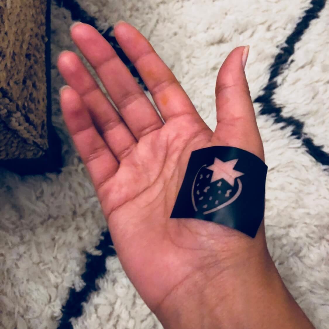 Truth - Scrumptious strawberry henna design sticker stencil on hand