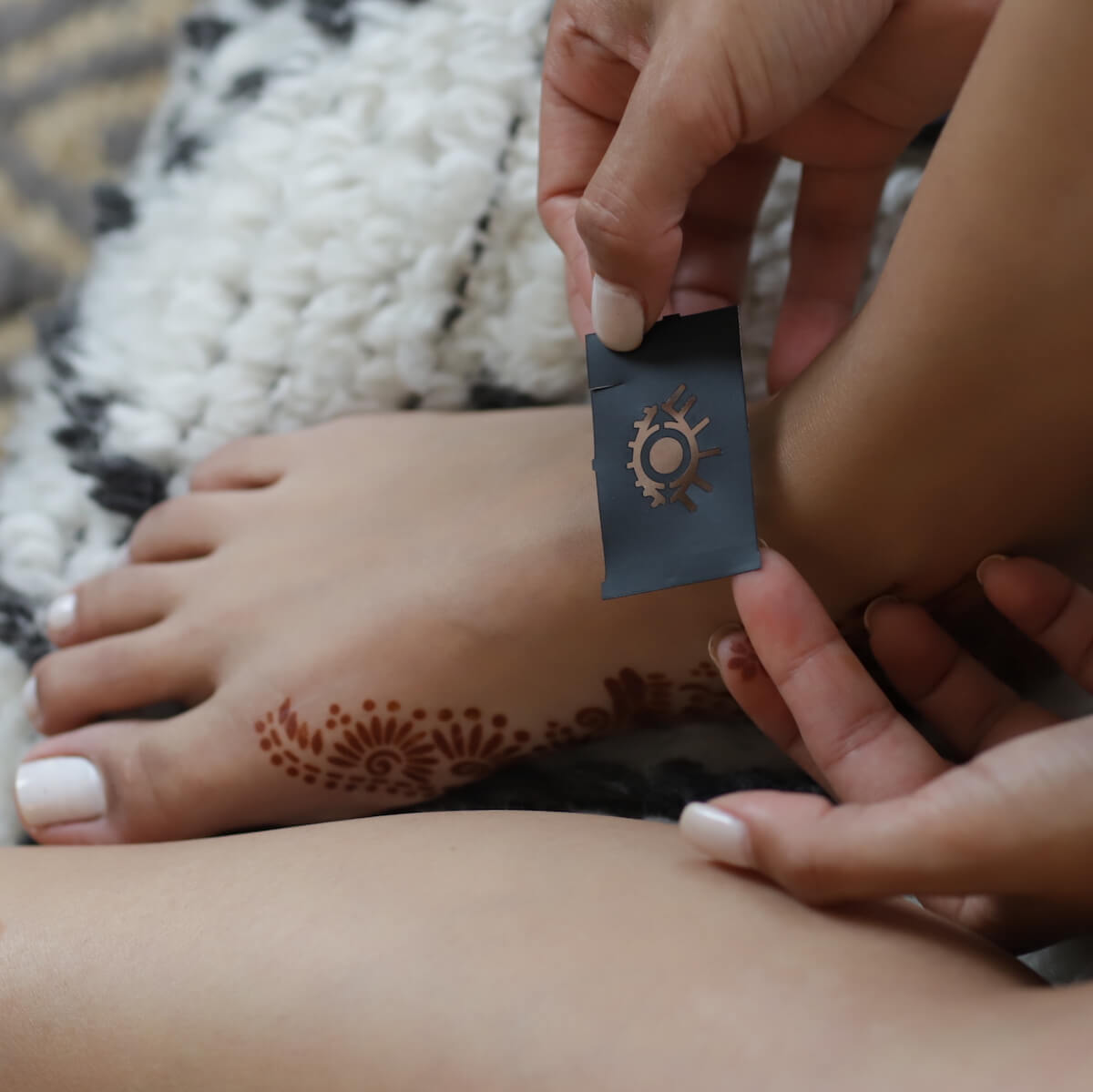 Truth - All-Seeing Eye henna design sticker stencil on foot