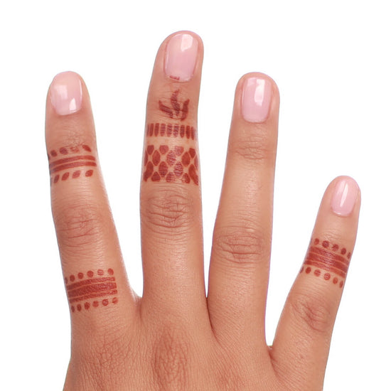 Wren - various ring henna designs on hand