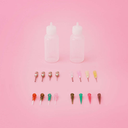 2 Henna Applicator Bottles with 16 Tips