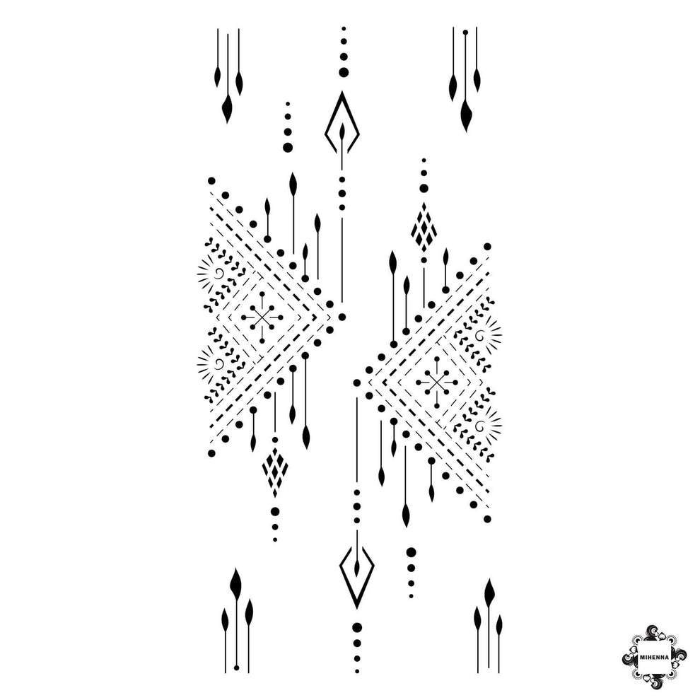 Geometric, Triangle Henna Stencil Design Shop Mihenna Today!