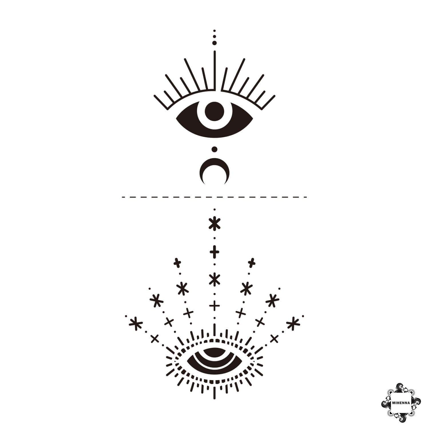 Starry Eyes - henna tattoo design stencil