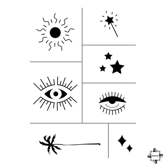 Sun - henna stencil designs for small temporary tattoos