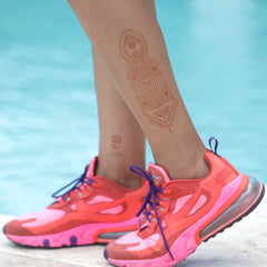 Zena - geometric henna tattoo on leg